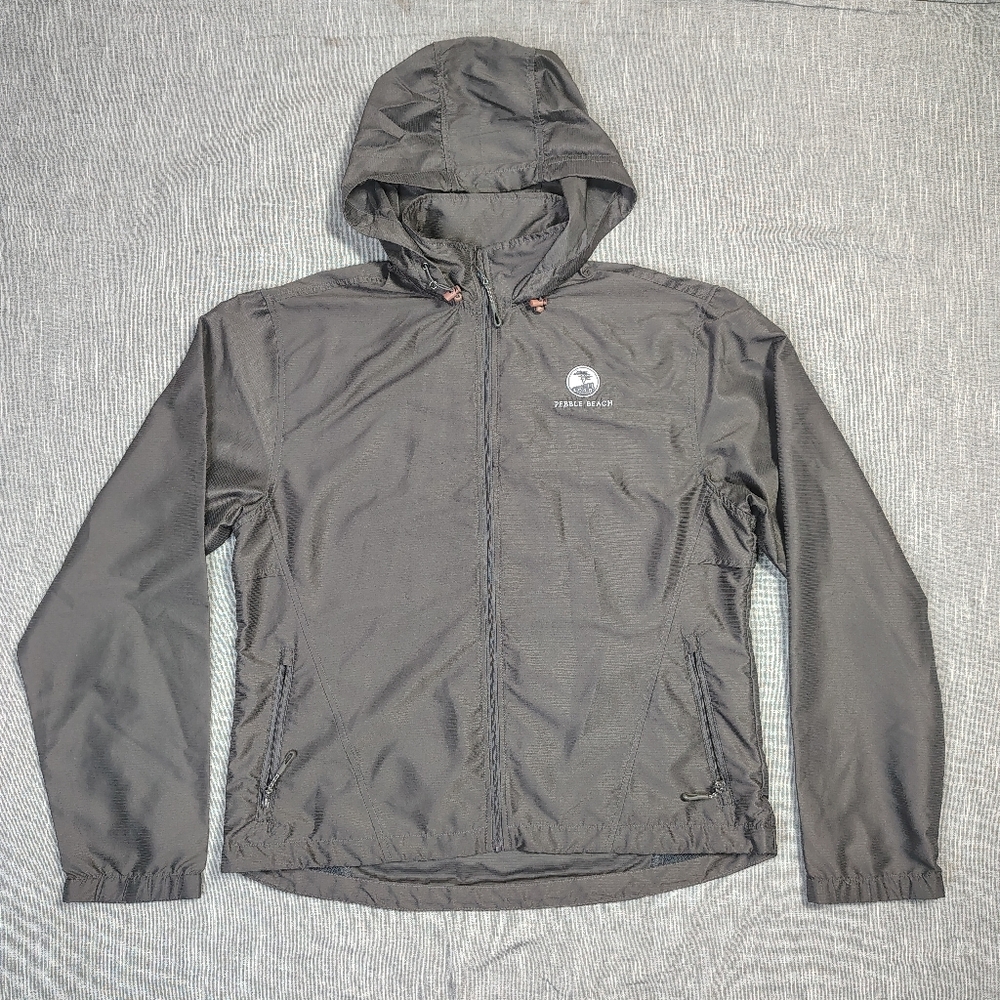 Fossa Jacket Size XL Dark Gray Pebble Beach Embroidered Logo Windbreaker Rain